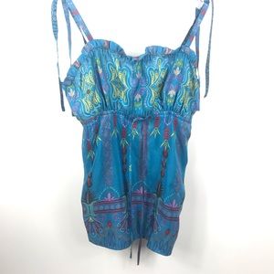 Kenzie Teal Silk Tank style Top Sz 8